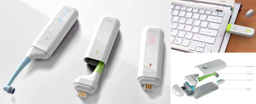 USB kimeneten keresztül tölthető elektromos fogkefe. 